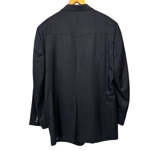 Bar WS Navy Western Blazer Size 44L Cowboy Jacket Wool Silver Buffalo Nickels - Picture 2 of 11